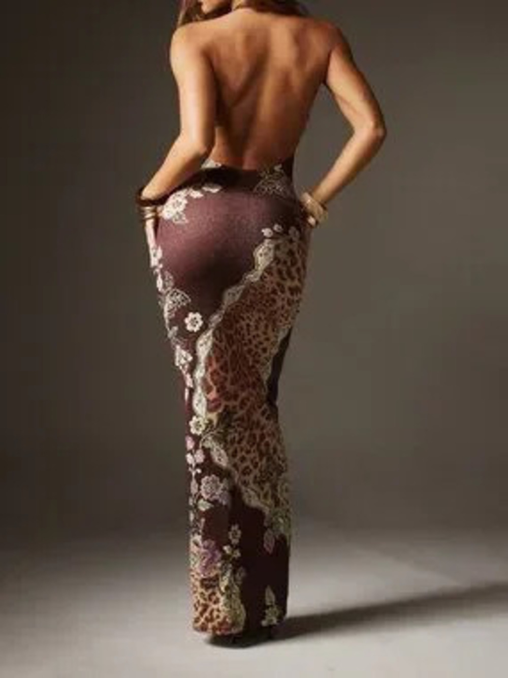Multicolor Sexy Women's Backless Chain Detail Bodycon Dress